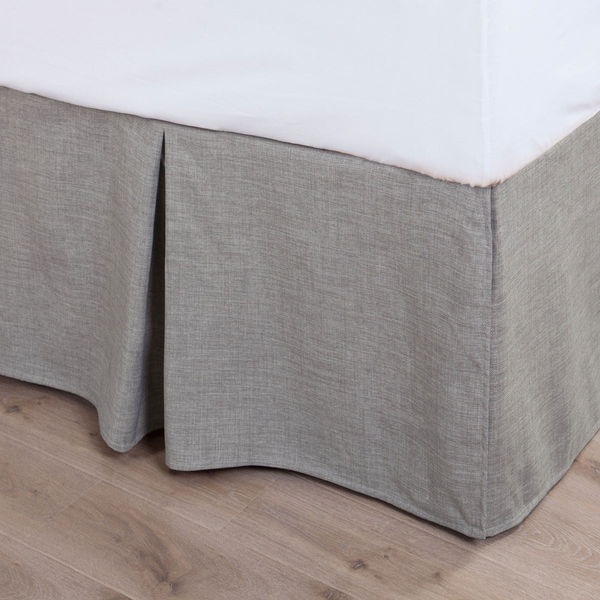 Solid Taupe Faux Linen Bed Skirt, King, 1PC