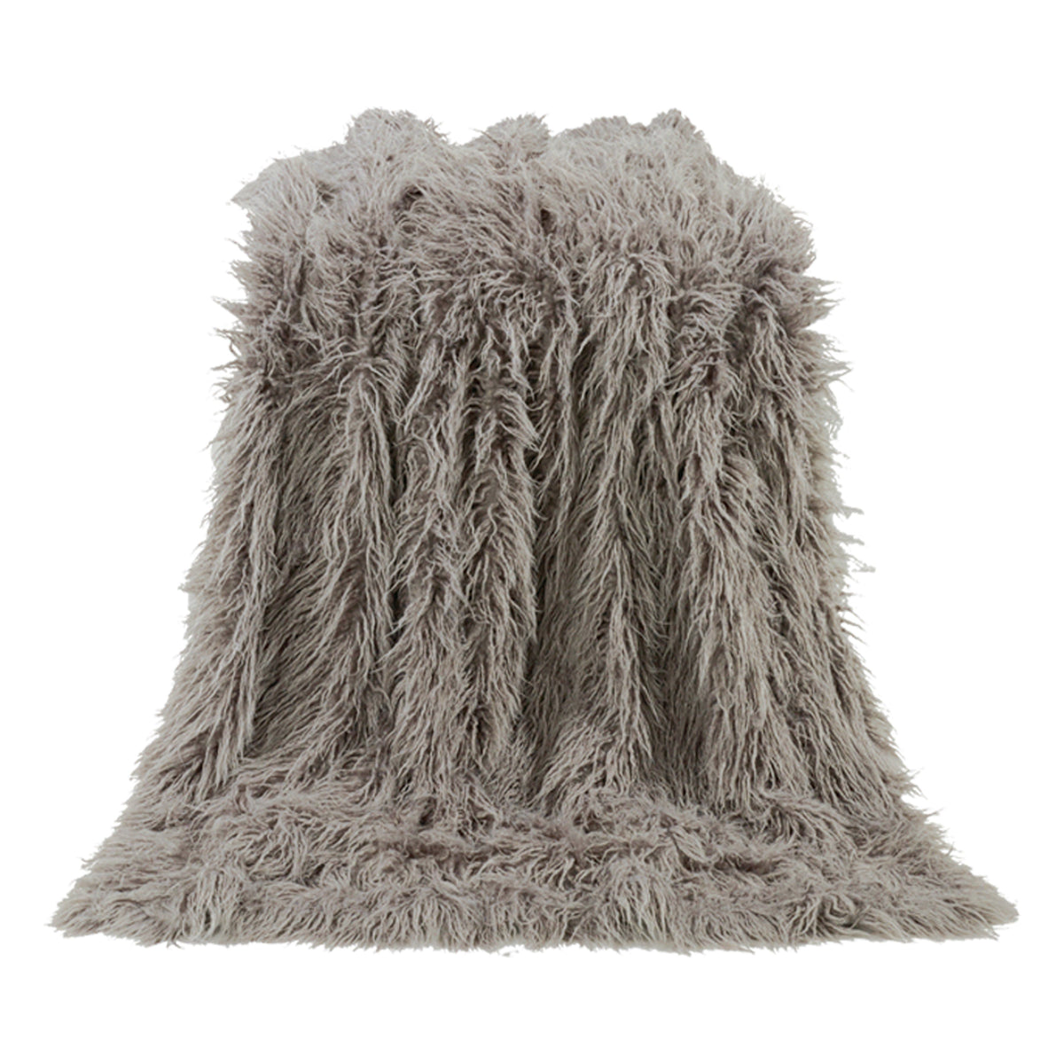 Mongolian Faux Fur Throw Blanket, 50" x 60", Gray, 1PC