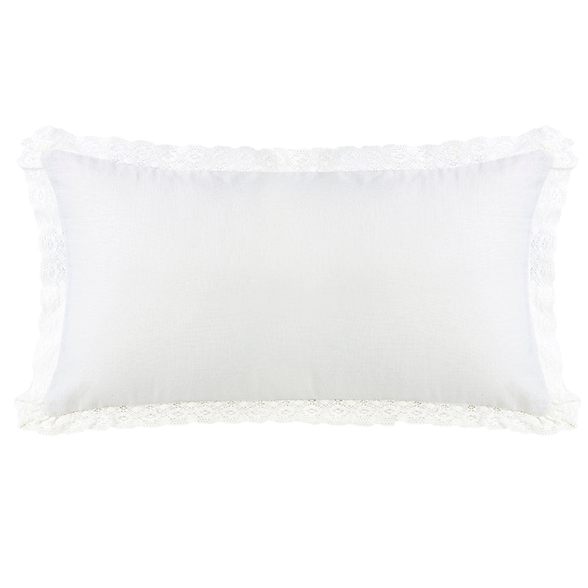 Charlotte Extra Long Off-White Lace Trim Pillow, 21" x 34", 1PC