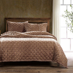 Stella Faux Silk Velvet Quilt, Queen, Dusty Rose, 1PC
