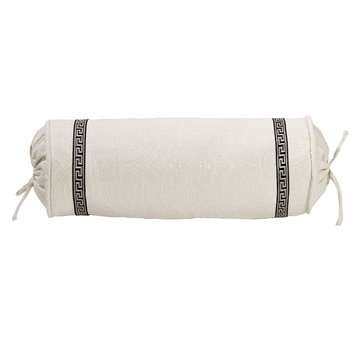 Augusta Matelassé Greek Key Trim Neckroll Pillow, 8" x 21", 1PC