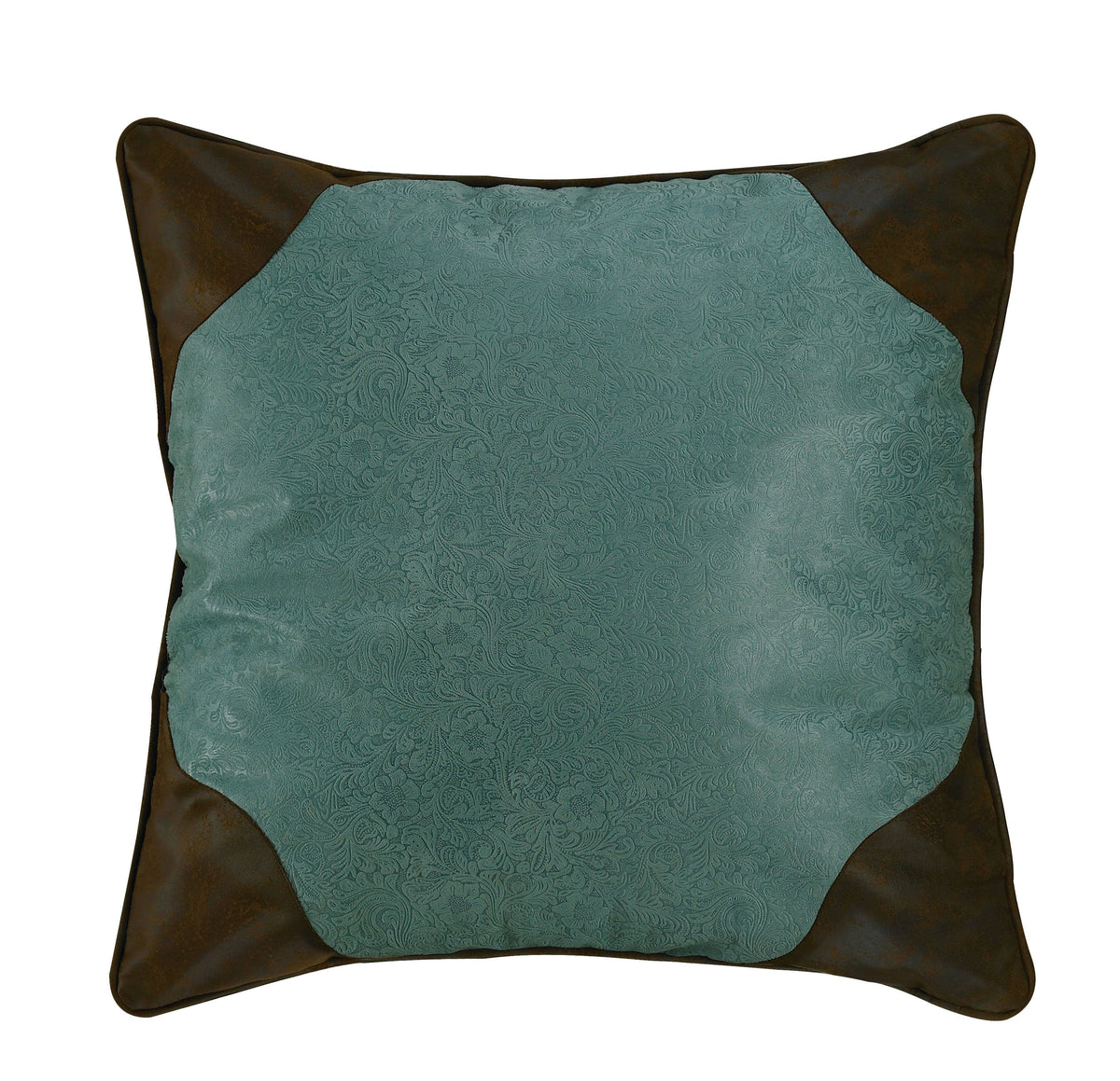 Calhoun Turquoise Faux Tooled Leather Euro Sham, 27" x 27", 1PC