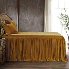 Stella Faux Silk Velvet Bedspread Set, Twin, Saffron, 1PC