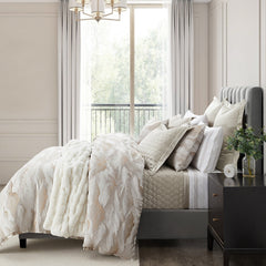 Serenity Modern Jacquard Comforter Set, King, Champagne, 3PC