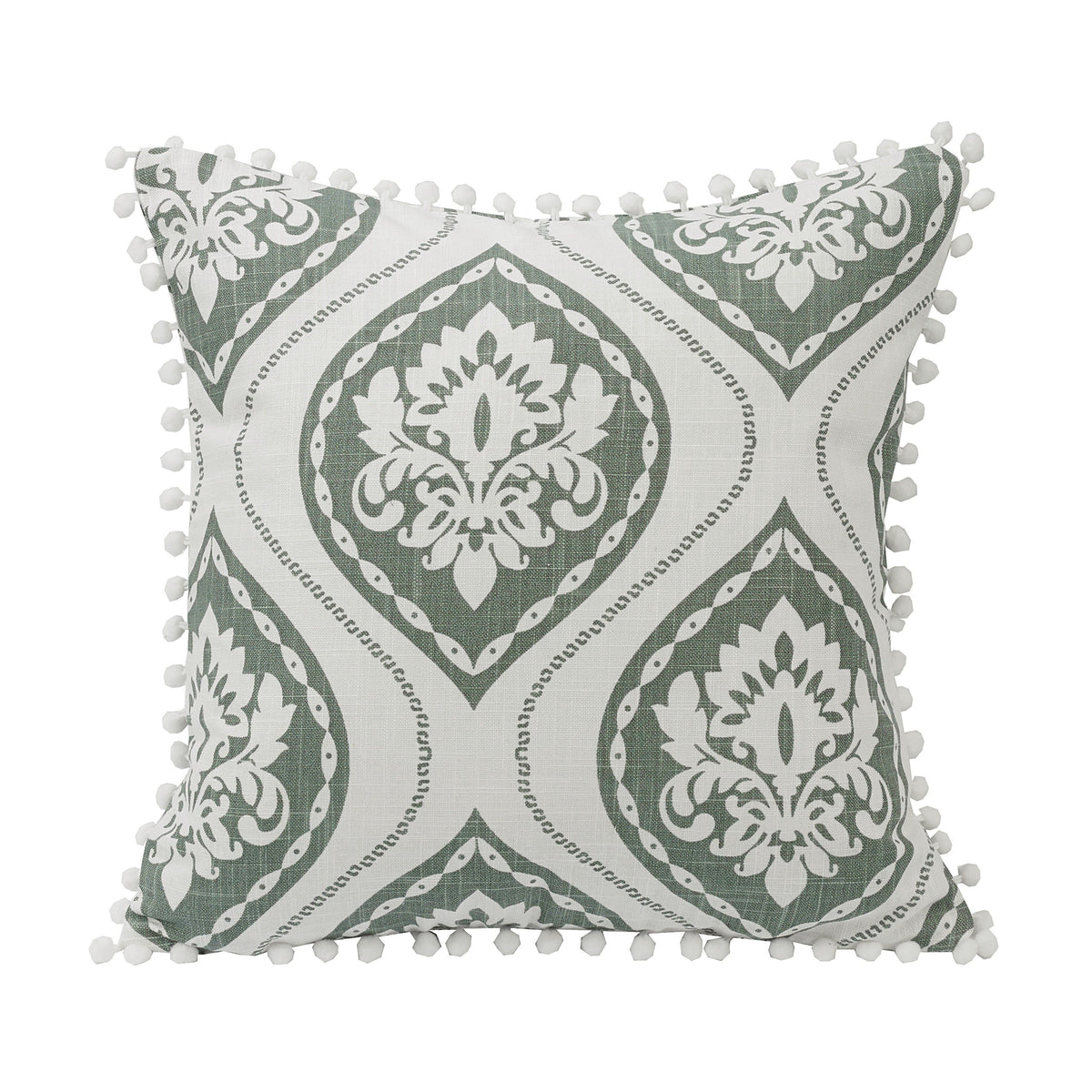 Belmont Graphic Printed Pom Trimmed Throw Pillow, 18" x 18", 1PC