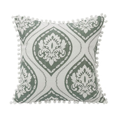 Belmont Graphic Printed Pom Trimmed Throw Pillow, 18" x 18", 1PC