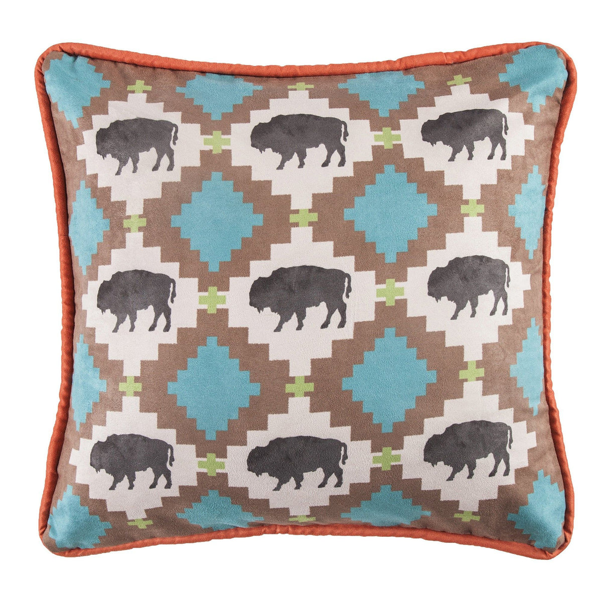 Serape Multi Buffalo Design Pillow with Embroidery Details, 18" x 18", 1PC