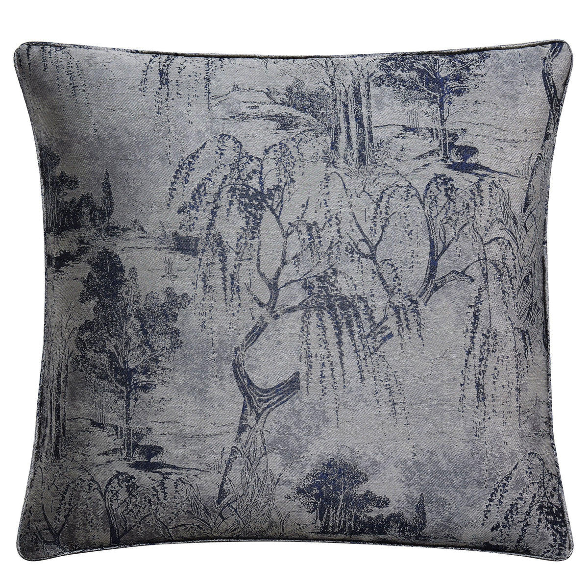 Pastoral Jacquard Euro Sham, 27" x 27", Silver, 1PC