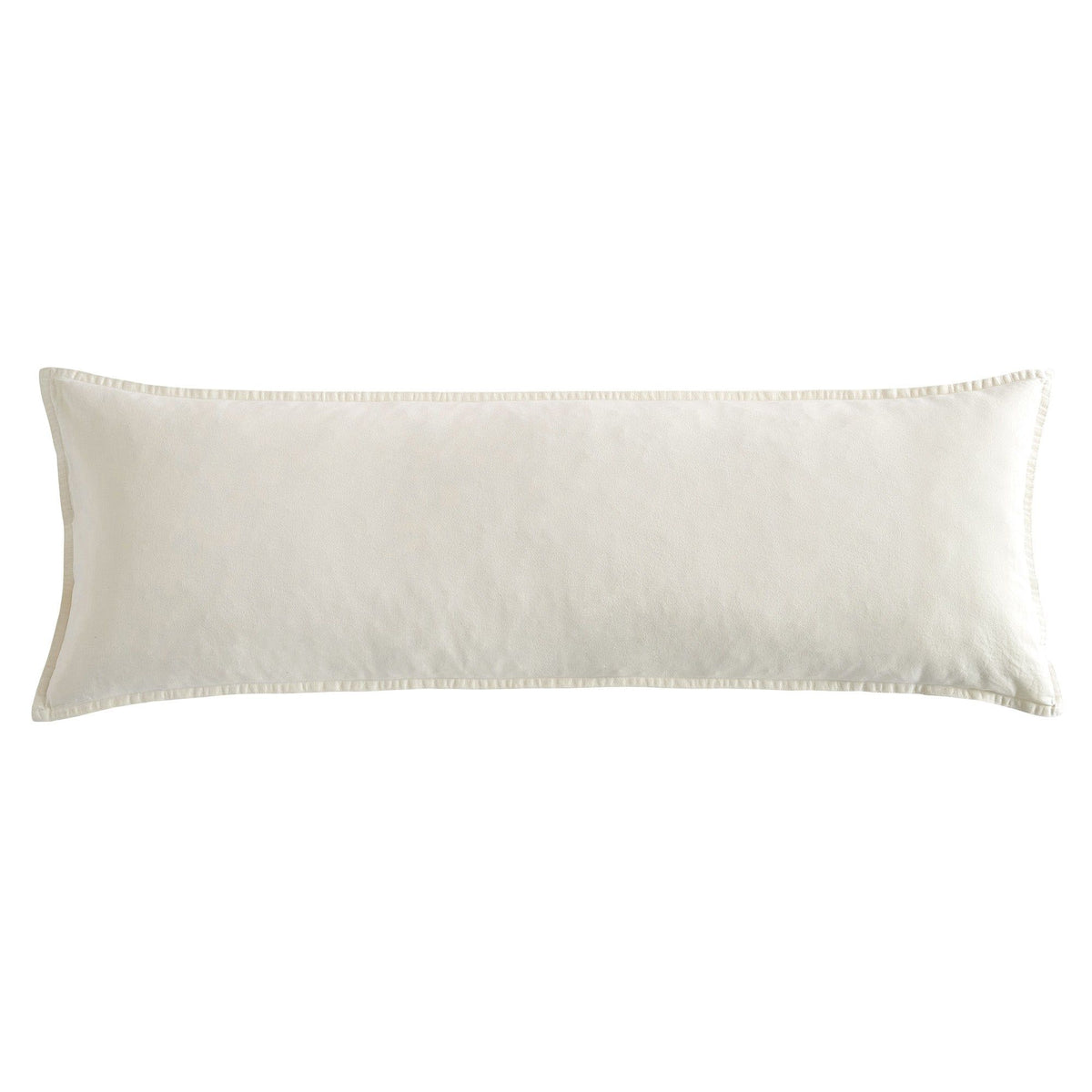 Stonewashed Cotton Canvas Long Lumbar Pillow, 14" x 42", Natural, 1PC