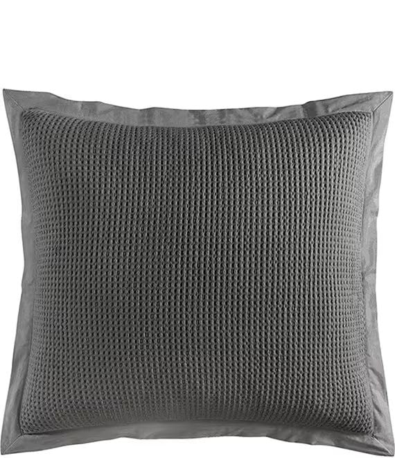 Stonewashed Cotton Waffle Weave Euro Sham, 27" x 27", Navy, 1PC