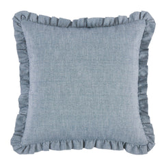 Chambray Ruffled Denim Blue Euro Sham, 27" x 27", 1PC