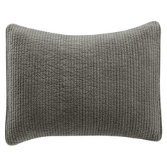 Stonewashed Cotton Velvet Quilted Pillow Sham, 21" x 27", Gray, 1PC