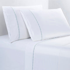 350TC Laurel Embroidered Border Sheet Set, Twin, Light Blue, 3PC
