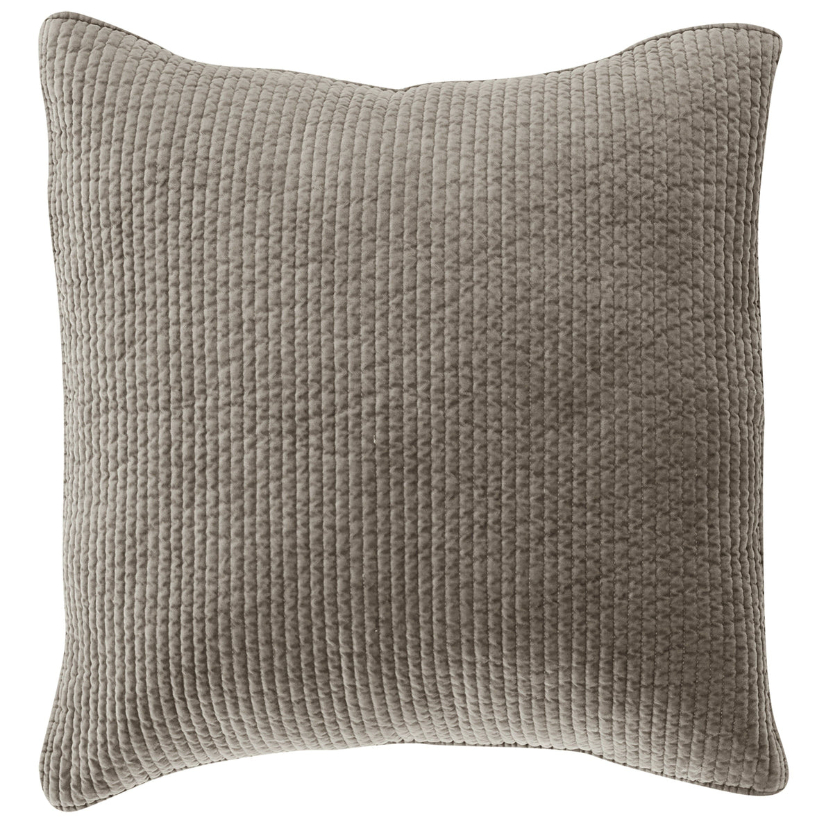 Stonewashed Cotton Velvet Quilted Euro Sham, 27" x 27", Taupe, 1PC