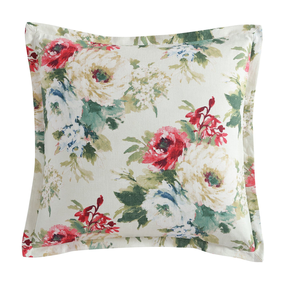 Peony Washed Linen Flanged Euro Sham, 27" x 27", Blossom, 1PC