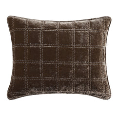 Stella Faux Silk Velvet Double Box Stitch Pillow Sham, 21" x 34", Green Ochre, 1PC