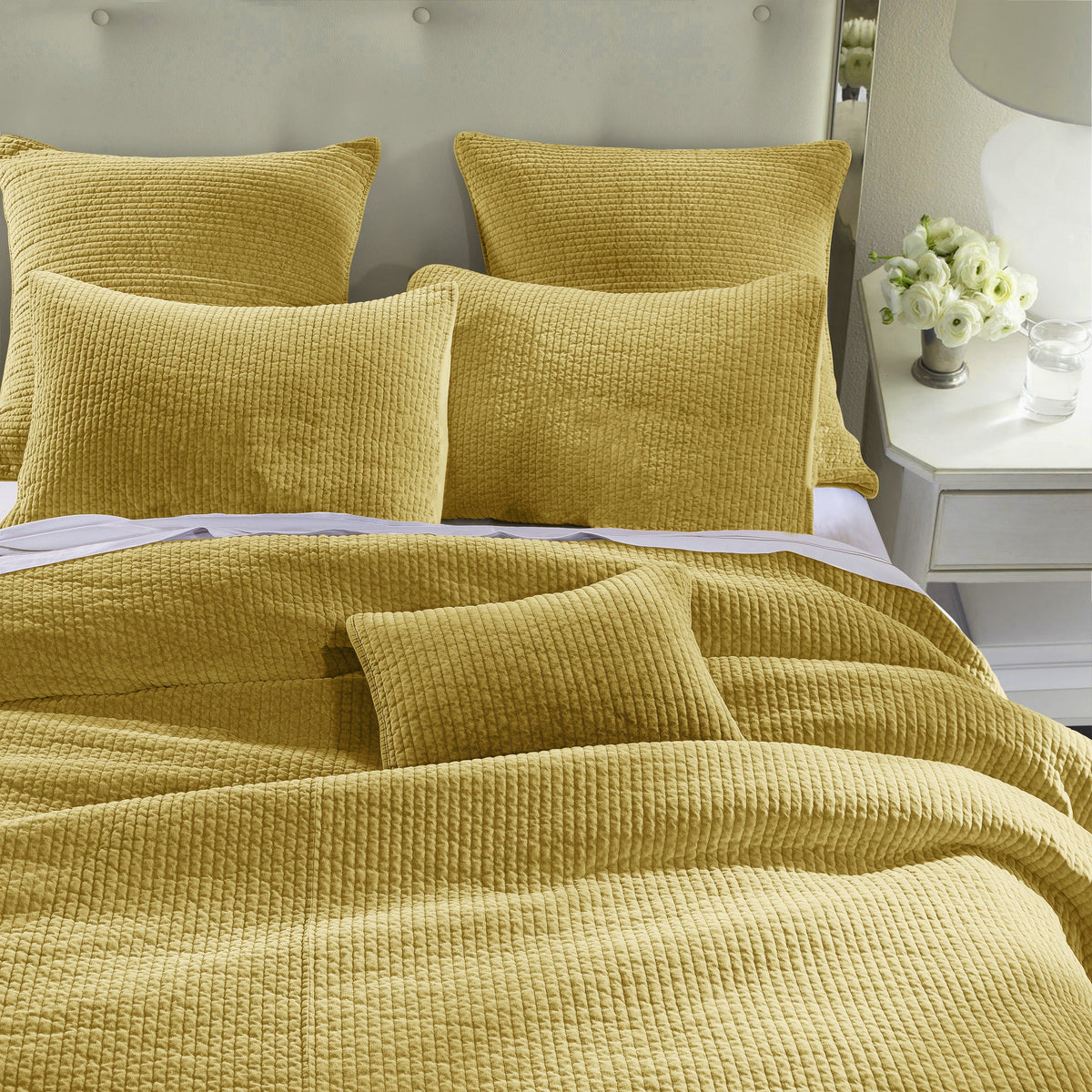 Stonewashed Cotton Velvet Quilt Set, Full/Queen, Tuscan, 3PC