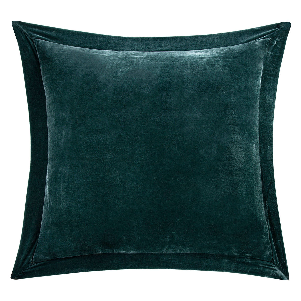 Stella Faux Silk Velvet Flanged Euro Sham, 27" x 27", Storm Blue, 1PC