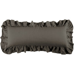 Luna Washed Linen Ruffled Lumbar Pillow, 14" x 36", Slate, 1PC
