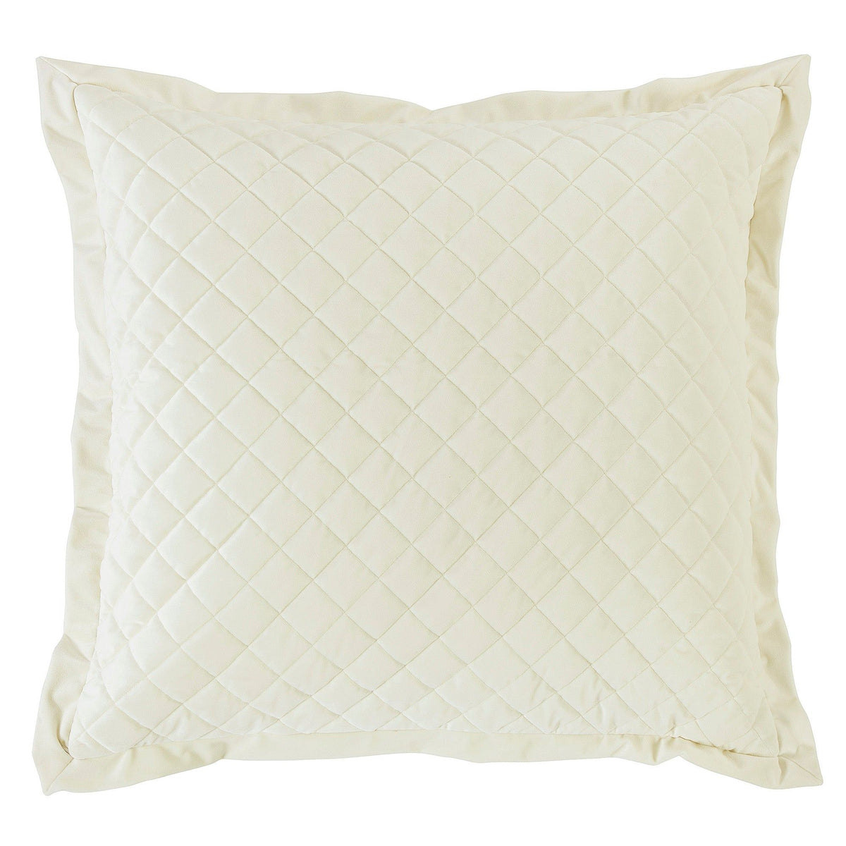 Velvet Diamond Quilted Euro Sham, 27" x 27", Cream, 1PC