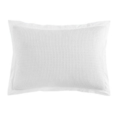 Stonewashed Cotton Waffle Weave Pillow Sham Set, 21" x 27", White, 2PC