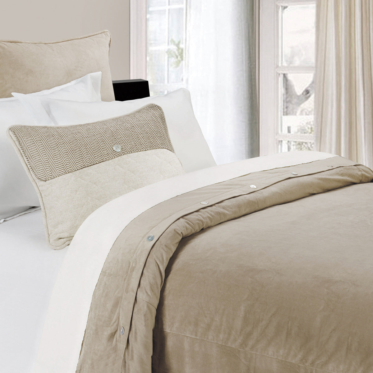 Fairfield Sand Velvet Duvet Cover, Super Queen, 1PC