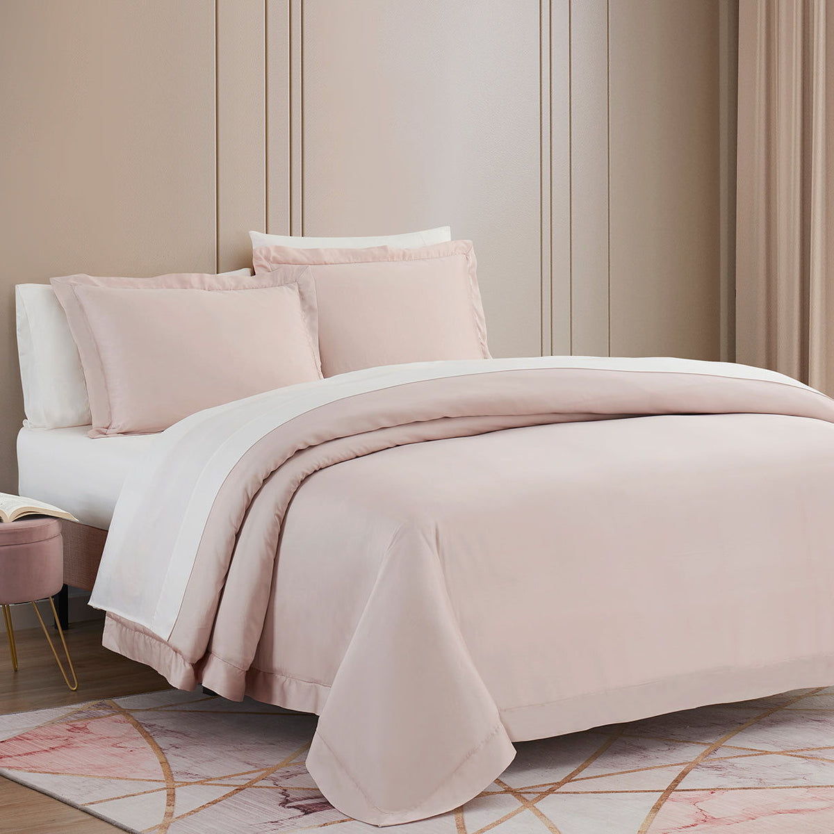 Lyocell Duvet Cover Set, Super King, Blush, 3PC