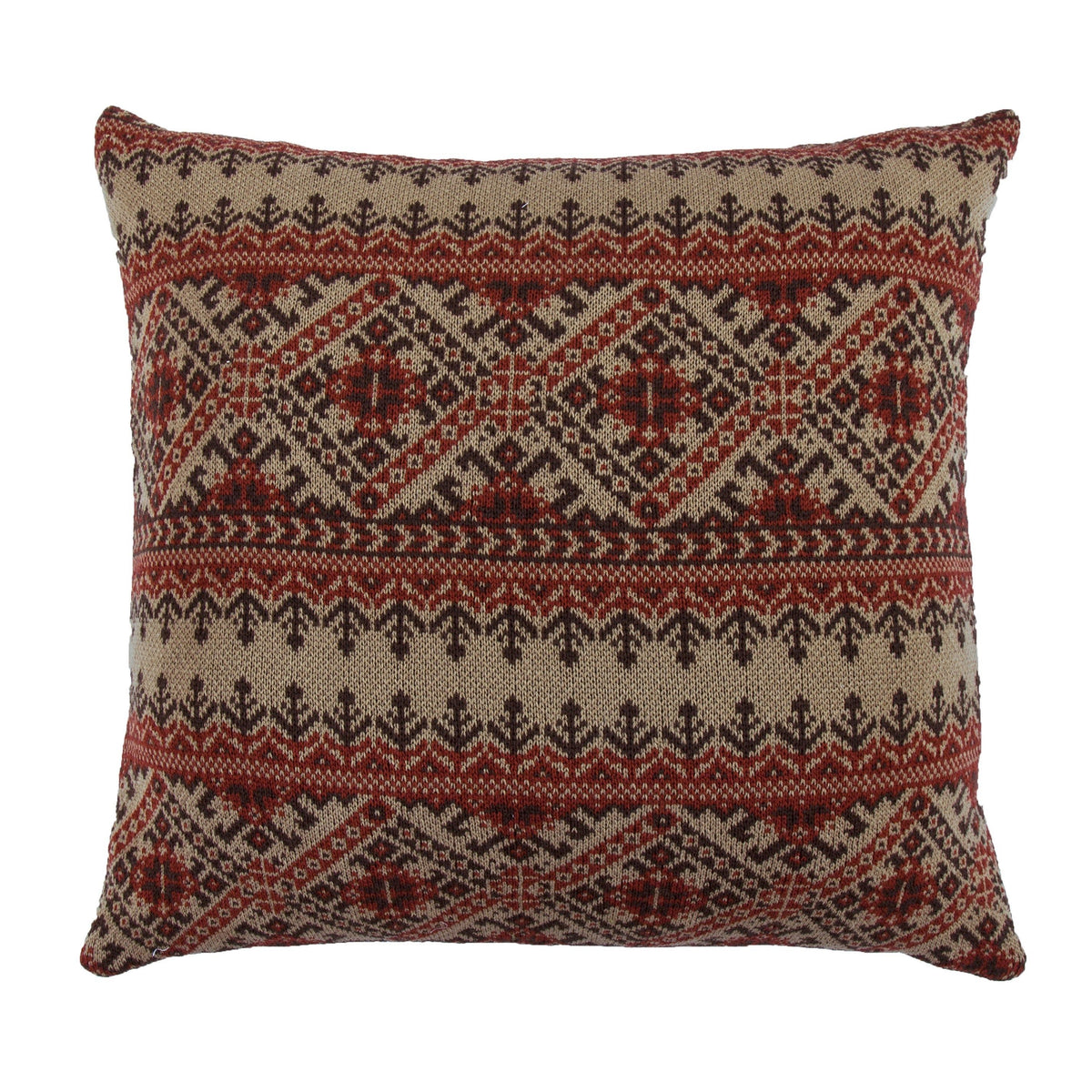Fair Isle Knit Red Euro Sham, 26" x 26", 1PC