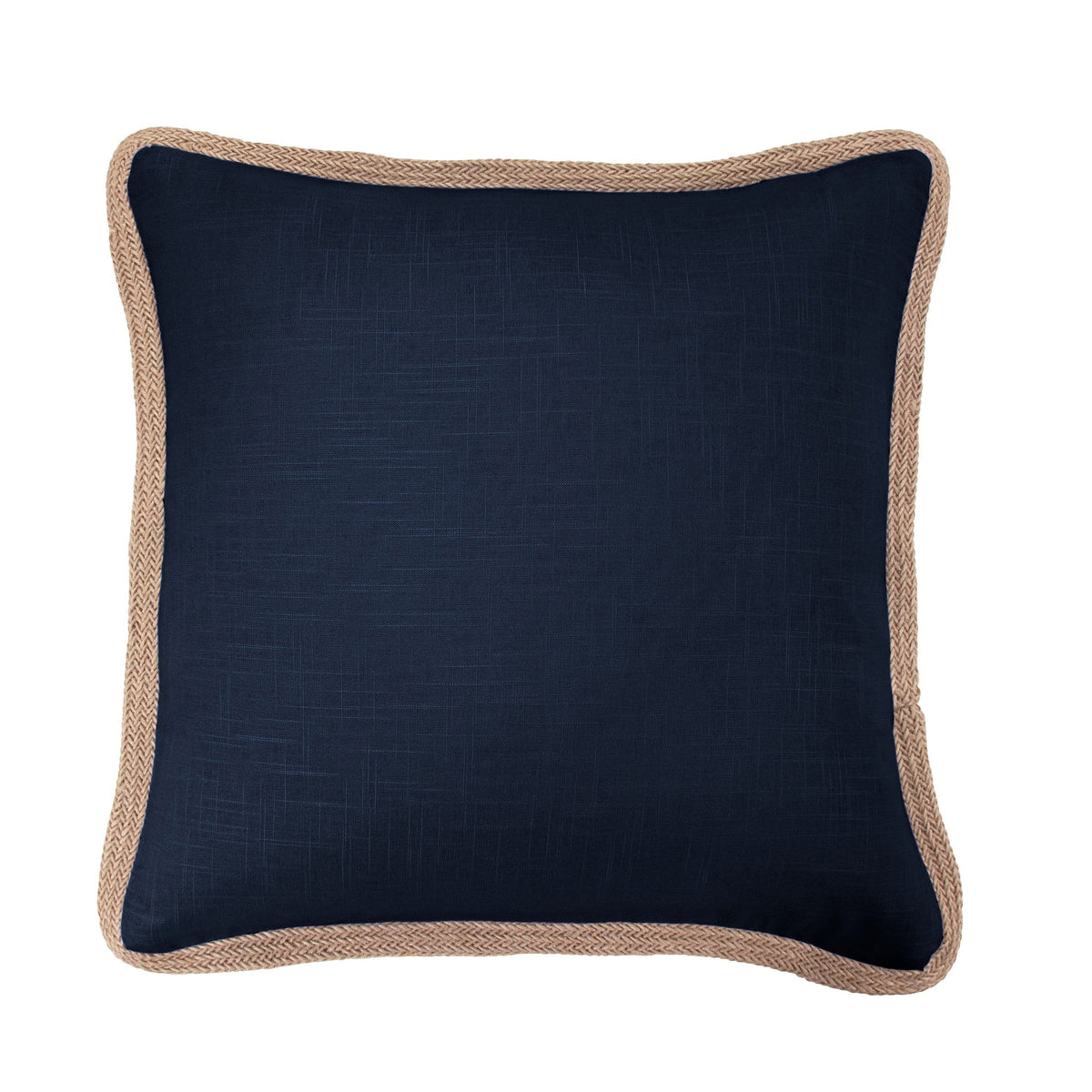 Luna Washed Linen Jute Trimmed Euro Sham, 27" x 27", Navy, 1PC