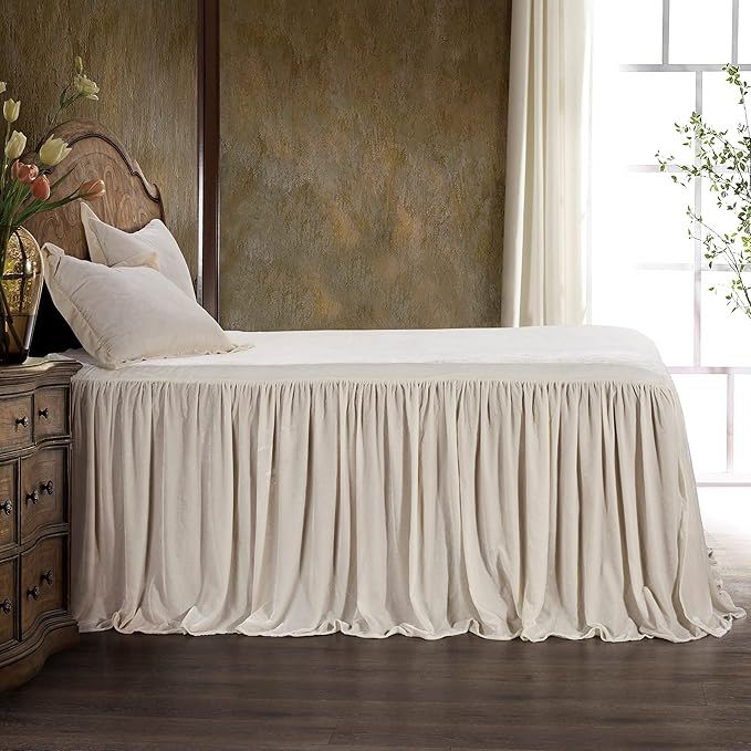 Stella Faux Silk Velvet Bedspread Set, Twin, Stone, 2PC