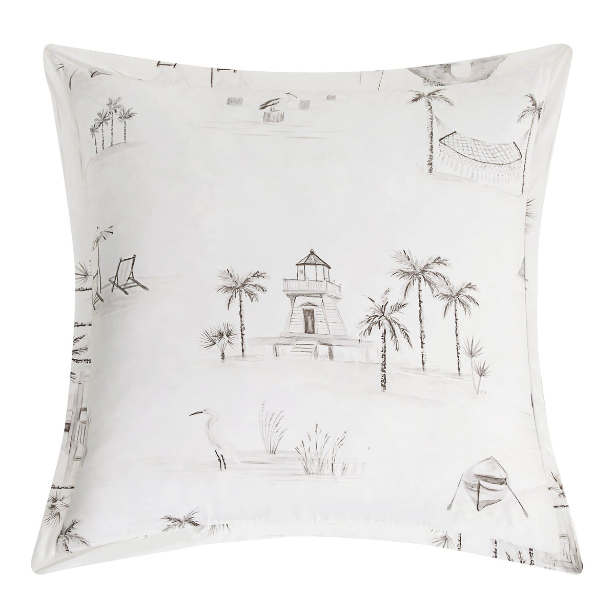Seaside Lyocell Euro Sham, 27" x 27", Taupe, 1PC
