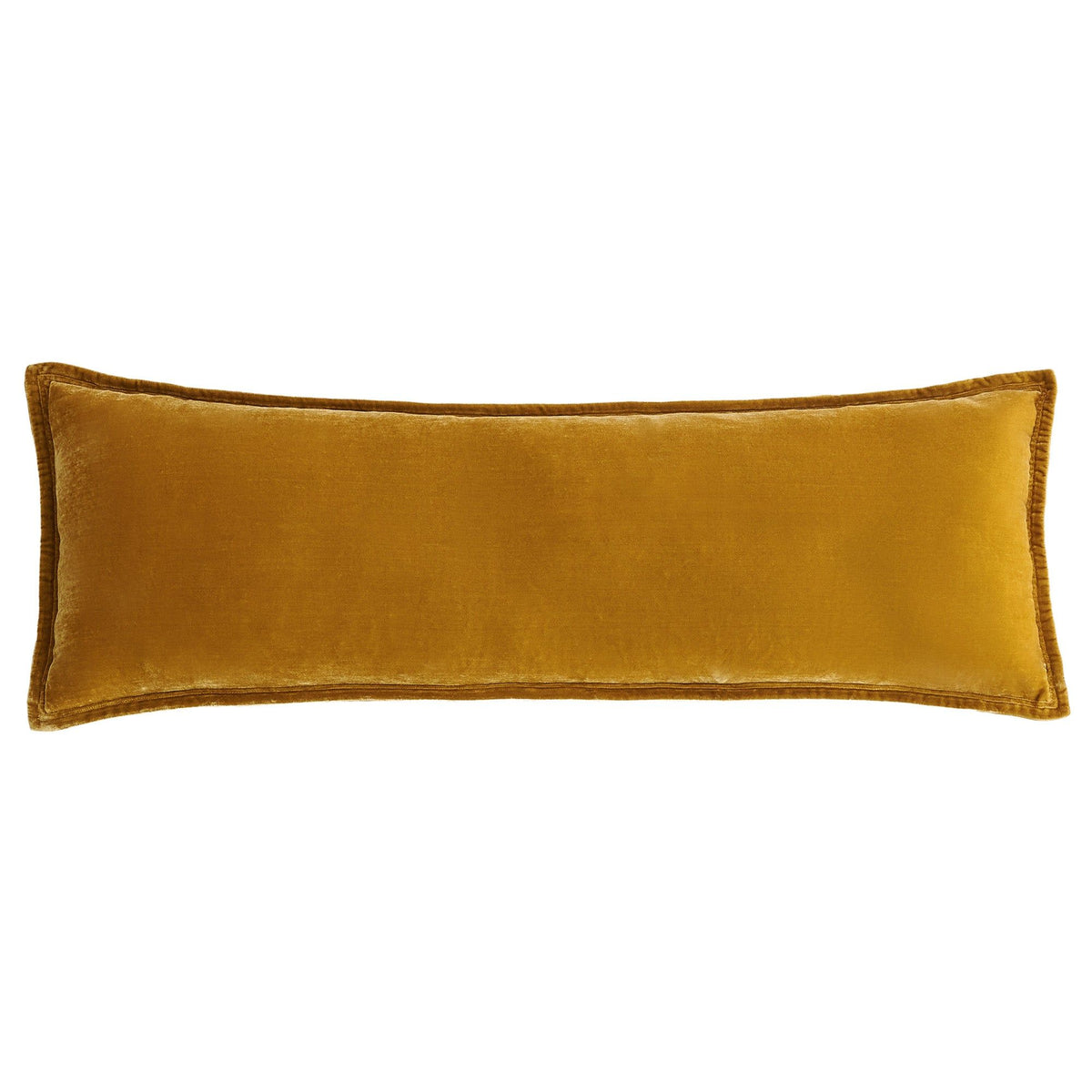Stella Faux Silk Velvet Long Lumbar Pillow, 14" x 42", Saffron, 1PC