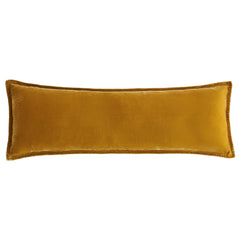 Stella Faux Silk Velvet Long Lumbar Pillow, 14" x 42", Saffron, 1PC