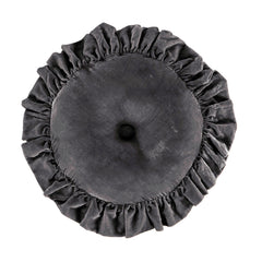 Stella Faux Silk Velvet Ruffled Round Pillow, 18", Dark Slate, 1PC