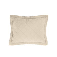 Linen Cotton Diamond Quilted Boudoir Pillow, 12" x 16", Light Tan, 1PC