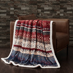 Home on the Range Aztec Campfire Sherpa Throw, 54" x 68", 1PC, 6 MOQ