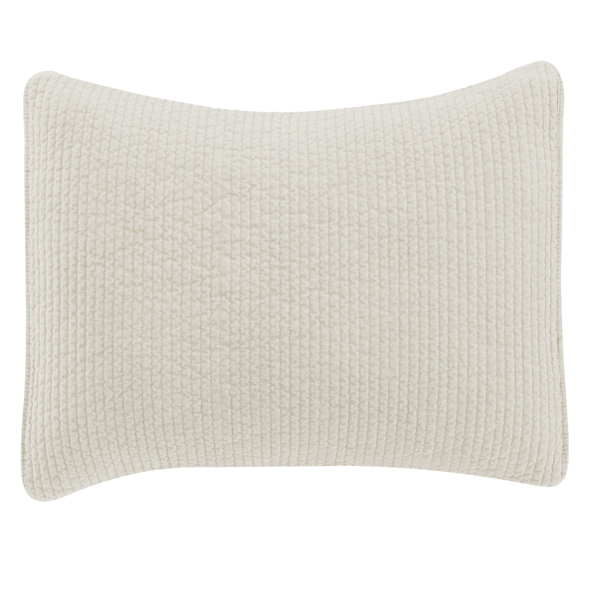 Stonewashed Cotton Velvet Quilted Pillow Sham, 21" x 27", Vintage White, 1PC