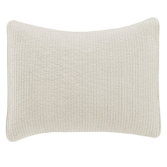 Stonewashed Cotton Velvet Quilted Pillow Sham, 21" x 27", Vintage White, 1PC