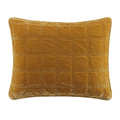 Stella Faux Silk Velvet Double Box Stitch Pillow Sham, 21" x 34", Saffron, 1PC