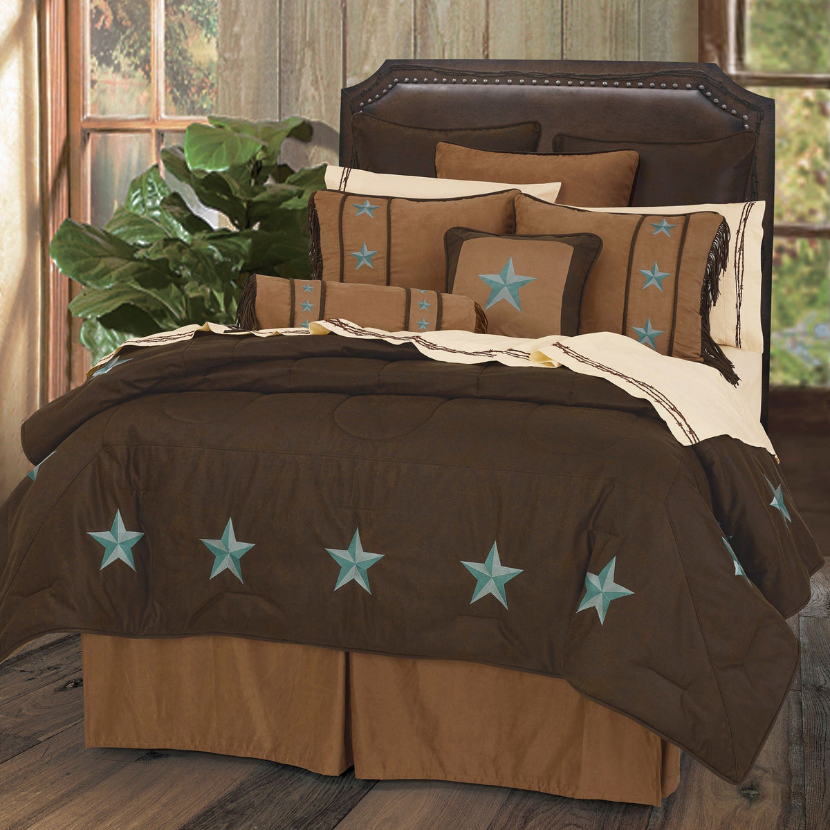 Laredo Comforter Set, Super King, Turquoise, 6PC