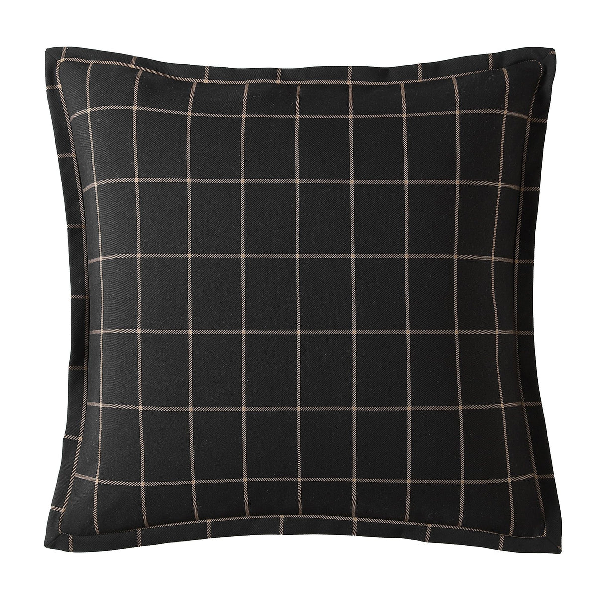 Windowpane Plaid Euro Sham, 27" x 27", Black, 1PC