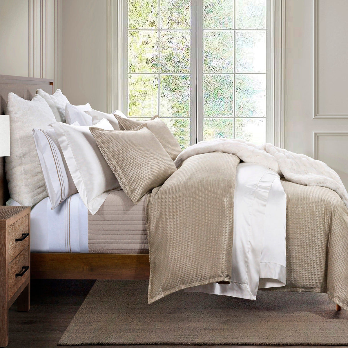 Sydney Jacquard Duvet Cover Set, Super King, Champagne, 3PC