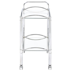 Shadix - 2-Tier Rectangular Glass Shelf Metal Bar Cart - Chrome