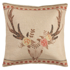 Desert Skull Flower Burlap Throw Pillow, 22" x 22", 1PC