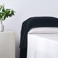 Stella Faux Silk Velvet Waterfall Pillowcase Set, Black, 2PC