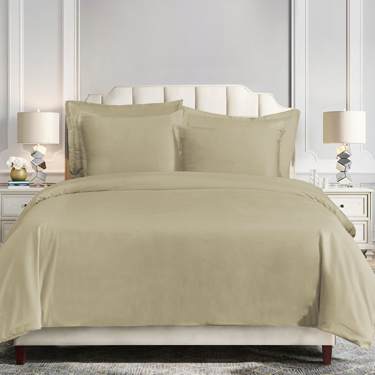 Velvet Duvet Cover Set, Super Queen, Oatmeal, 3PC