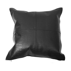 Genuine Leather Embossed Black Croc Pillow, 20" x 20", 1PC