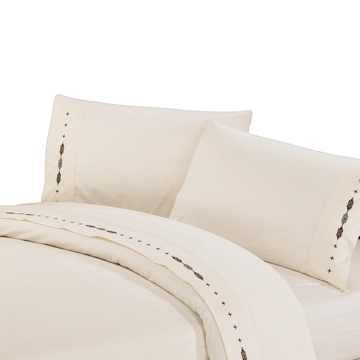 350TC Embroidered Socorro Sheet Set, Twin, Cream, 3PC