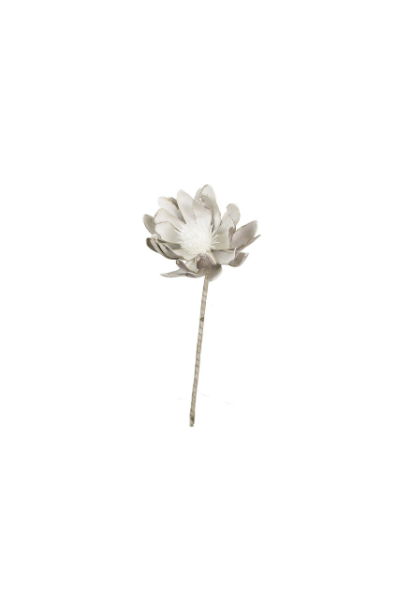 White and Grey Floral with Bud