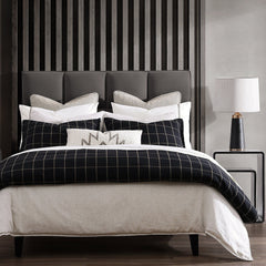 Windowpane Plaid Comforter Set, Twin, Black, 2PC